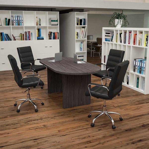 Flash Furniture Oval 35" W, 72" L, 29.5" H, Laminate Top, Grey BLN-6GCGRY2286-BK-GG - main